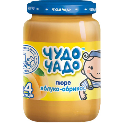 Дитяче пюре Чудо-Чадо Яблуко та Абрикос з 4 місяців 170 г (4820016251427) Вінниця - фото 1
