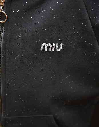 Детский черный спортивный костюм для девочки на молнии со стразами 158 Николаев