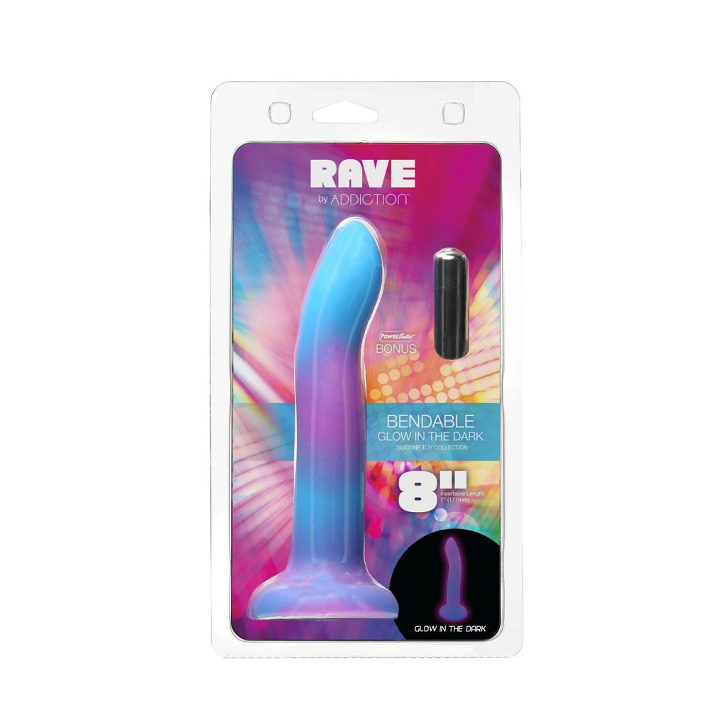 Светящийся в темноте фаллоимитатор ADDICTION Rave 8″ Glow in the Dark Dildo Blue Purple, 20,3 см Sex Aura Киев - изображение 8