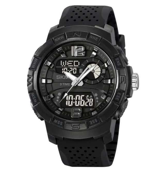 Часы мужские наручные спортивные Skmei 2163 с двойным дисплеем и подсветкой (Черный) Киев - изображение 1