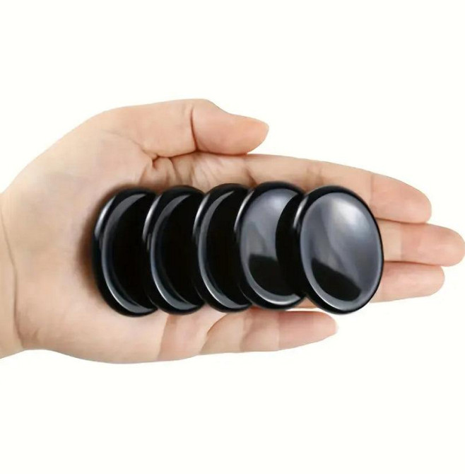 Обсидиан камень антистресс Натуральный овальный камень обсидиана для медитации и снятия стресса и тр Киев - изображение 2