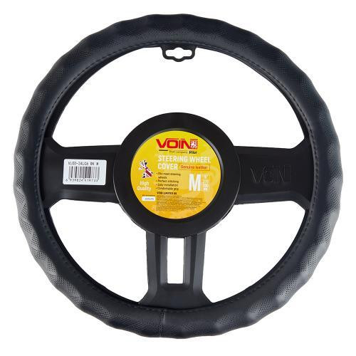 Чохол на кермо VLOD-24LC6 BK M чорний шкіряний з одним швом Харків - фото 2