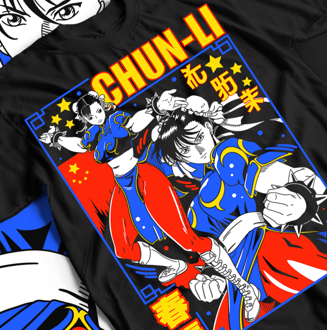 Футболка з аніме принтом Кхун Лі Стреет Фігхтер оверсайз (S/M/L) Чорний AnimeJ0689 Дніпро - фото 1