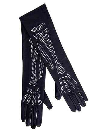 Рукавички зі стразами Skeleton Bone Elbow Length Gloves від Rhinestone Leg Avenue, чорні O\S Sex Aura Київ