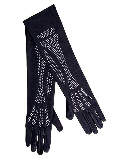 Рукавички зі стразами Skeleton Bone Elbow Length Gloves від Rhinestone Leg Avenue, чорні O\S Sex Aura Київ - фото 2