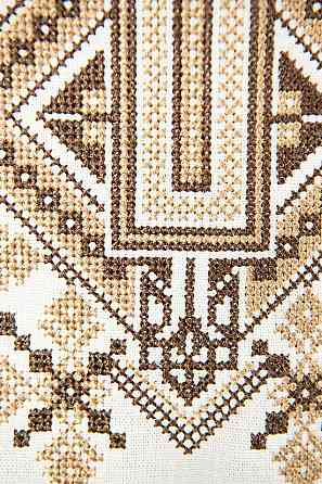 Вышиванка для мальчиков с длинным рукавом льняная, молочная, топ Киев