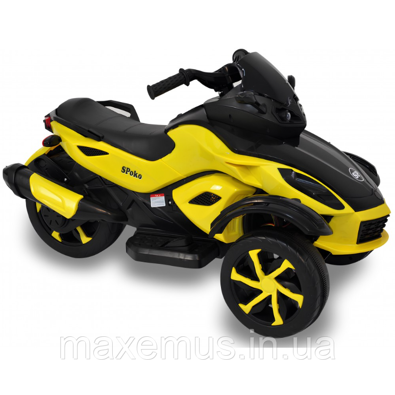 Электромотоцикл детский трицикл на аккумуляторе 3-х колесный SP-610 электрический мотоцикл для детей желтый Мостиська - фото 1
