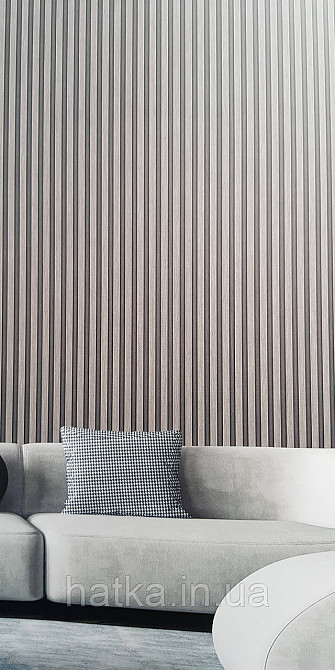 Шпалери вінілові на флізеліні AdaWall Omega1.06х10 смуги 3д під стінову панель чорні 23211-3 Київ - фото 1