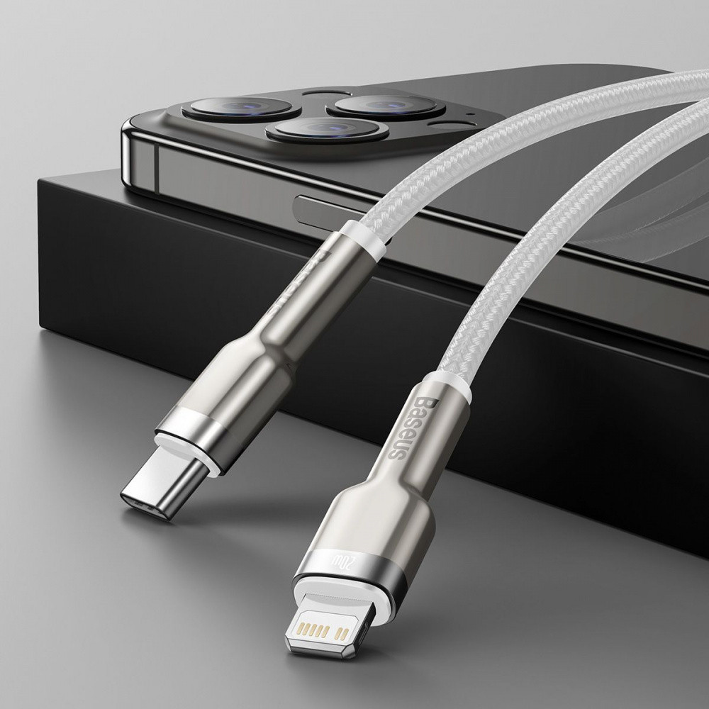 Кабель Baseus Cafule Metal Type-C to Lightning PD 20W 1м білий Львів - фото 3