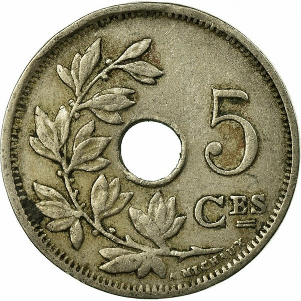 Бельгія 5 сантимів, 1923 Напис на французькому — 'ROYAUME DE BELGIQUE' Полтава - фото 1