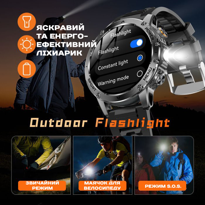 Розумний смарт-годинник Smart Power Ultra Venom Green (3 ремінці) Вінниця - фото 5