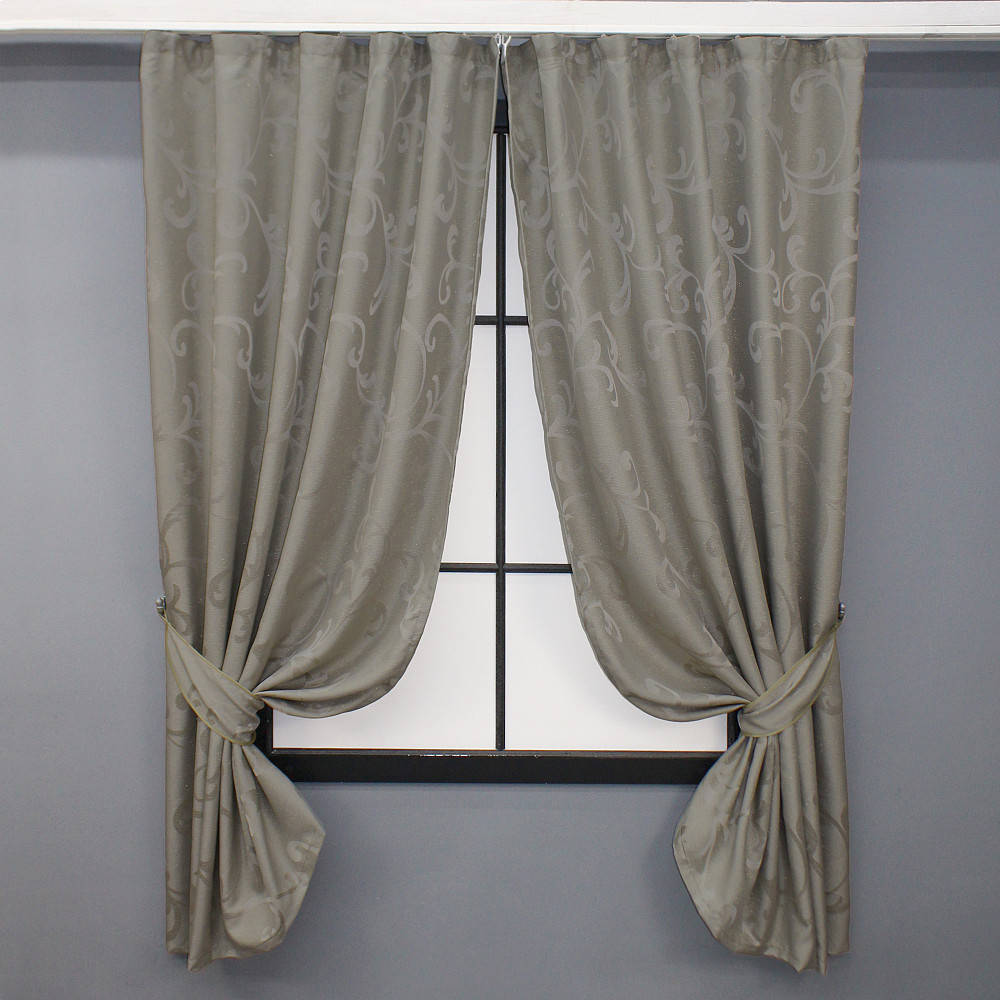 Комплект коротких штор VR-Textil Жакард Allure № 1617ш Тауп 130х170 см 2 шт (35-0271) Киев - изображение 1