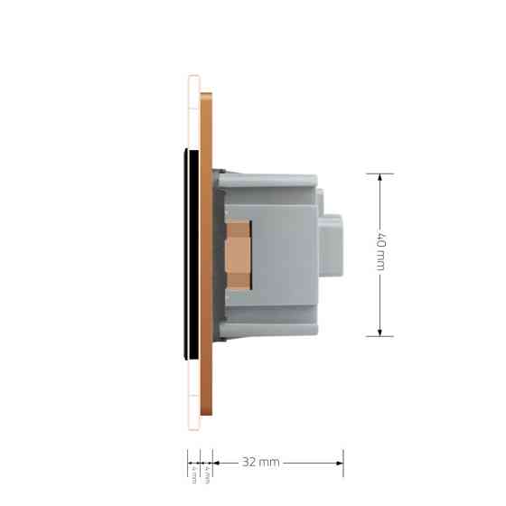 LIVOLO Електрична розетка з заземленням LIVOLO, золота з чорною вставкою, шторки, скло, 250В 16 Коломия