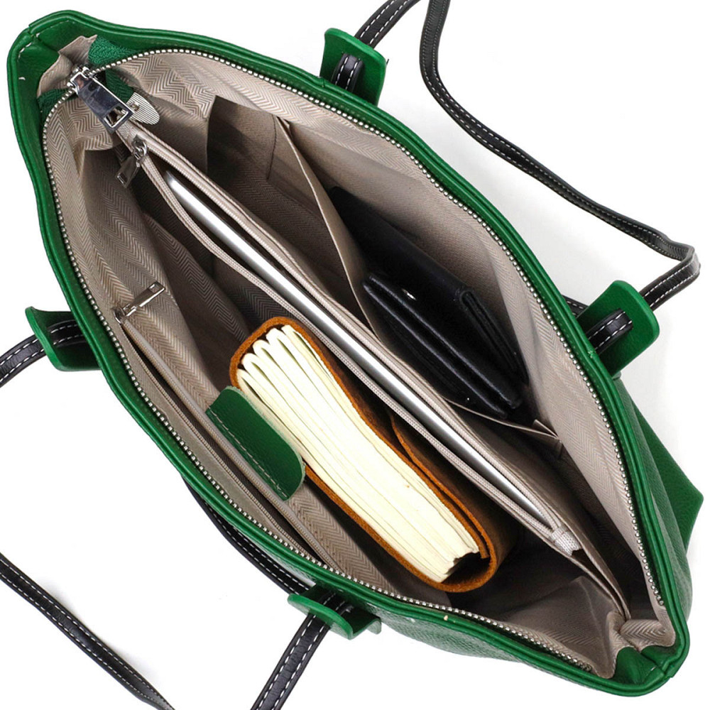 Сумка містка для жінок з натуральної шкіри 22119 Vintage Зелена Київ - фото 8