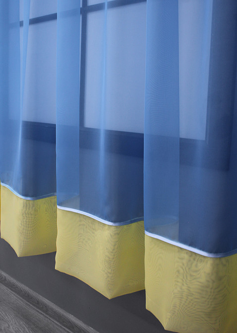 Кухонная занавеска VR-Textil № 047к голубой с желтым 280х170 см (52-0975) Киев - изображение 5