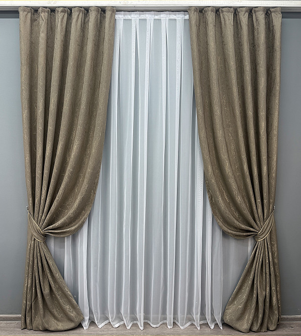 Комплект штор VR-Textil Жаккард Viva Marmo № 1786ш Какао 100х290 см 2 шт (31-0004) Киев - изображение 2