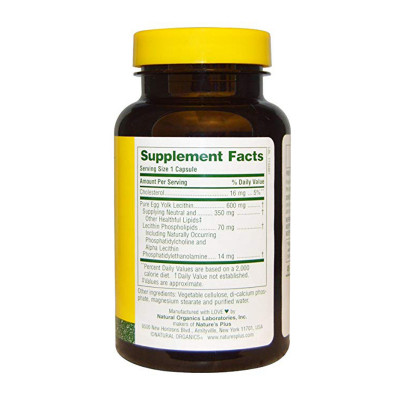 Аминокислота Natures Plus Лецитин из Яичного Желтка 600 мг, 90 капсул (NAP-04173) Винница - изображение 2