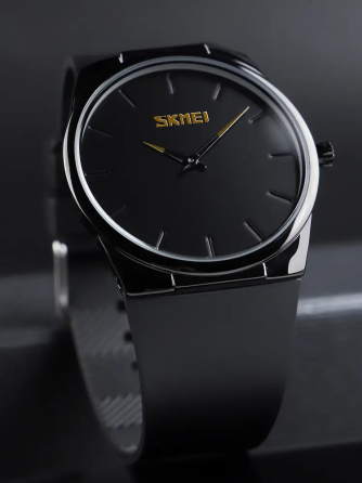 Наручний класичний годинник Skmei 1601S Чорний з чорним Вінниця