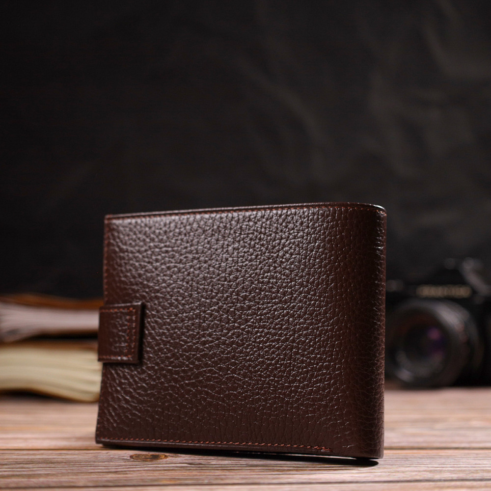 Практичний горизонтальний гаманець для чоловіків із натуральної шкіри флотар CANPELLINI 21886 Коричневий Київ - фото 2