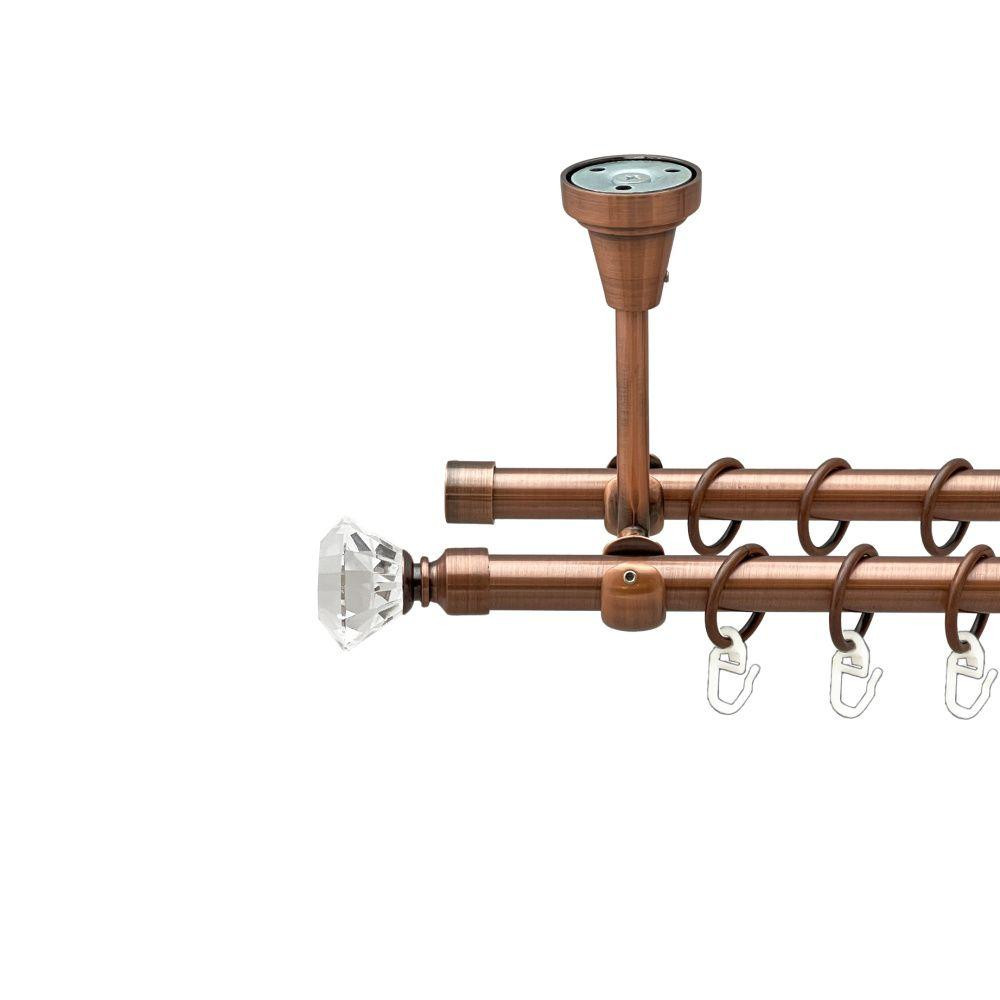 Карниз Orvit Спектралія металевий дворядний відкритий до стелі гладка труба кільце металеве Мідь 16\16 мм 300 см (00-00020209) Львів - фото 1