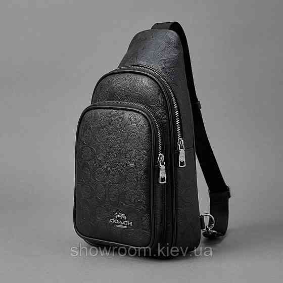 Мужская сумка на грудь (слинг), бананка Coach (77-2517) черная Киев