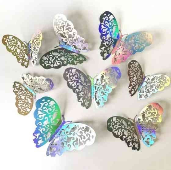 Метелики декоративні перламутровий - 12шт. в наборі, так само є 2-х стронний скотч в наборі Київ