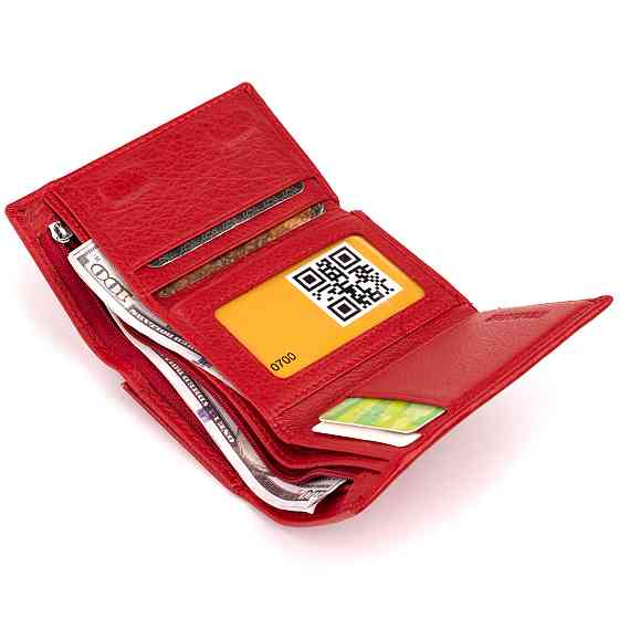 Горизонтальне портмоне зі шкіри жіноче на магніті ST Leather 19335 Червоне Київ