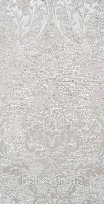 Обои виниловые на флизелине Grandeco Universe 5 вензеля завитки серебристые на песочном Киев - изображение 2