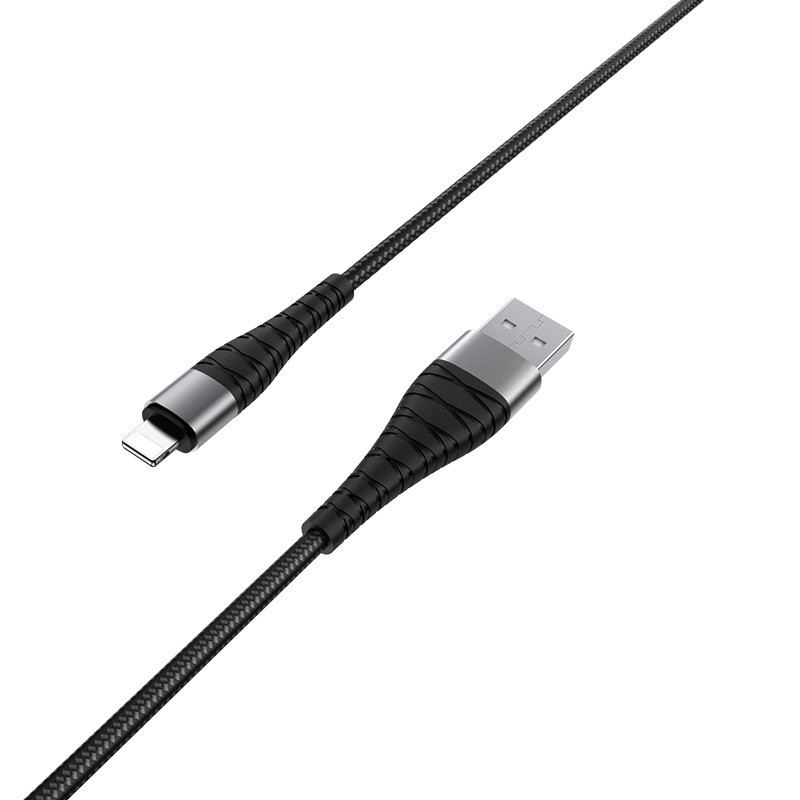 Кабель BOROFONE BX32 USB to iP 2.4A, 1m, nylon, aluminum+TPE connectors, Black Київ - фото 7