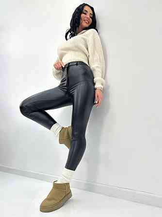 Утепленные женские кожаные штаны мех Dario 46, Черный Киев