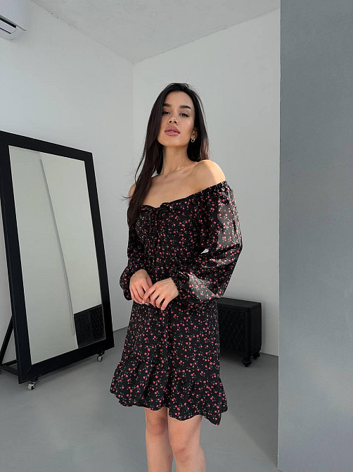 Жіноча святкова принтована сукня з софту Одеса - фото 2