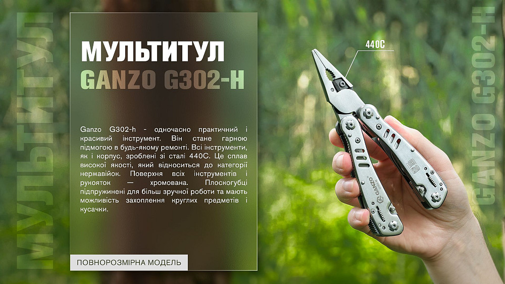Мультитул Ganzo G302-H, (16.5 см) 26 функцій + біти та чохол Київ - фото 15