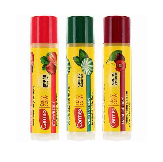 Набір бальзамів для губ у стіках 3-Pack Cherry, Strawberry, Wintergreen SPF 15 Carmex 3х4,25 г Київ
