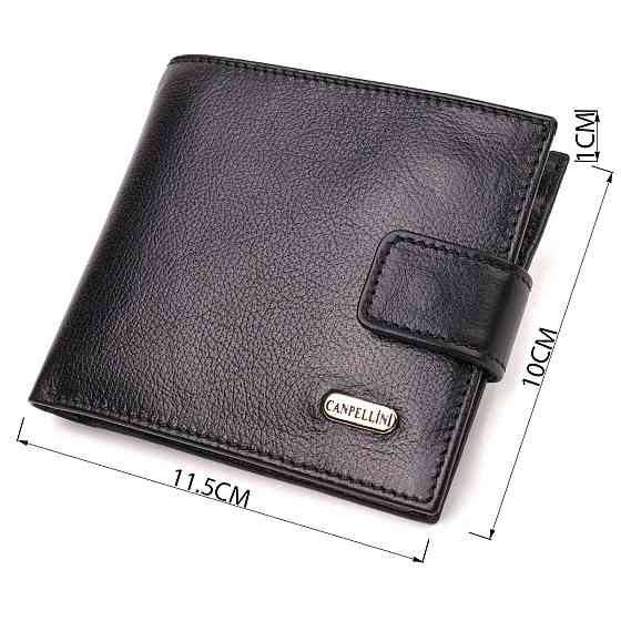 Практичный кошелек для мужчин горизонтального формата из натуральной гладкой кожи CANPELLINI 21772 Черный Киев
