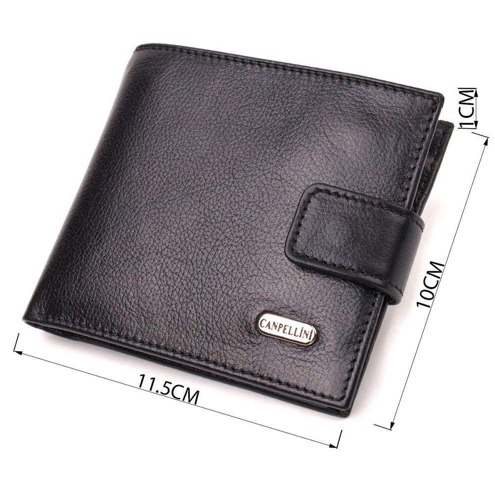 Практичный кошелек для мужчин горизонтального формата из натуральной гладкой кожи CANPELLINI 21772 Черный Киев - изображение 3