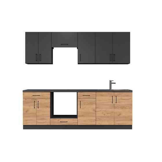 Кухня модульна Эверест Оптима набор №7 Антрацит+Дуб крафт золотой 2,4 м (без столешницы) (DTM-5719) Львов