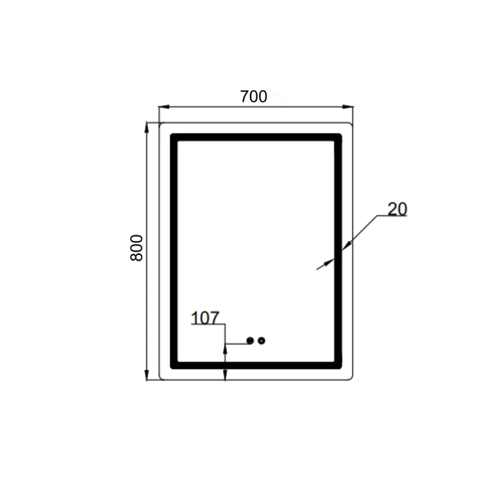 Дзеркало Qtap Mideya (MI2) 700х800 з LED-підсвіткою Touch, з антизапотіванням, димером, регумацію QT2078DCF7080 Київ - фото 2