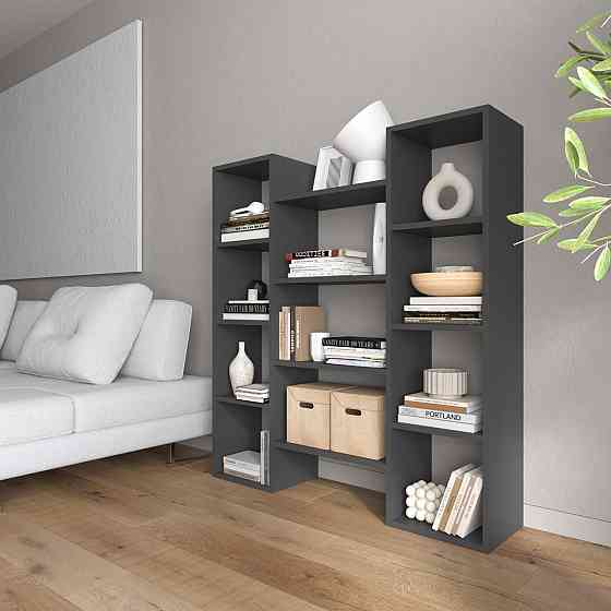 Стелаж для книг VAYS D-8 Антрацит, сучасна полиця, ЛДСП 130×30×140 см - для дому, офісу, вітальні Львів