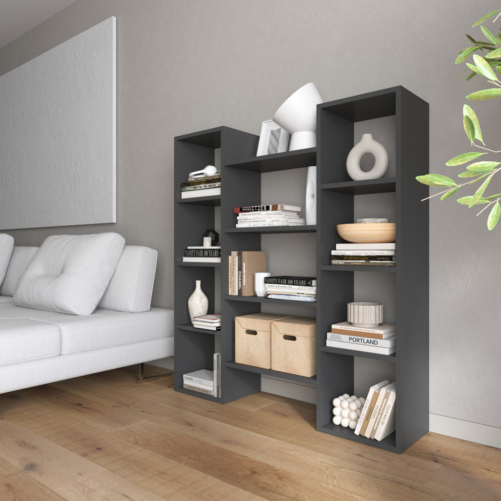Стелаж для книг VAYS D-8 Антрацит, сучасна полиця, ЛДСП 130×30×140 см - для дому, офісу, вітальні Львів - фото 1