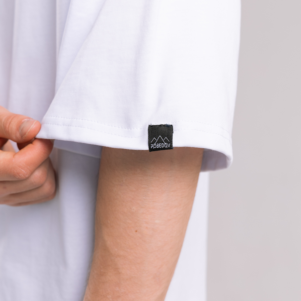 Однотонна біла футболка для чоловіків. Чоловіча біла футболка оверсайз Pobedov Onyx Київ - фото 2