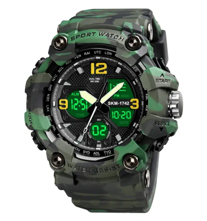 Чоловічий спортивний наручний годинник Skmei 1742 Hamlet (Зелений камуфляж) Вінниця