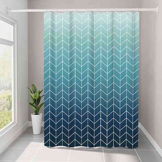 Шторка для ванной комнаты Bathlux 180 x 180 см с водоотталкивающим покрытием, бирюзово-синий градиент Каменец-Подольский