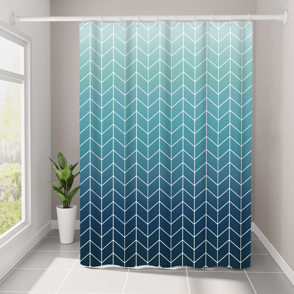 Шторка для ванной комнаты Bathlux 180 x 180 см с водоотталкивающим покрытием, бирюзово-синий градиент Каменец-Подольский - изображение 2