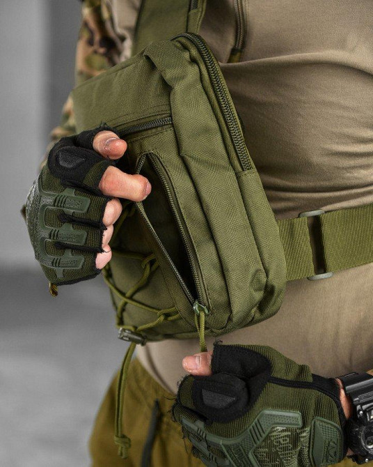 Сумка-слінг тактична з однією лямкою SILVER KNIGHT oliva ВТ6748 Одеса - фото 7