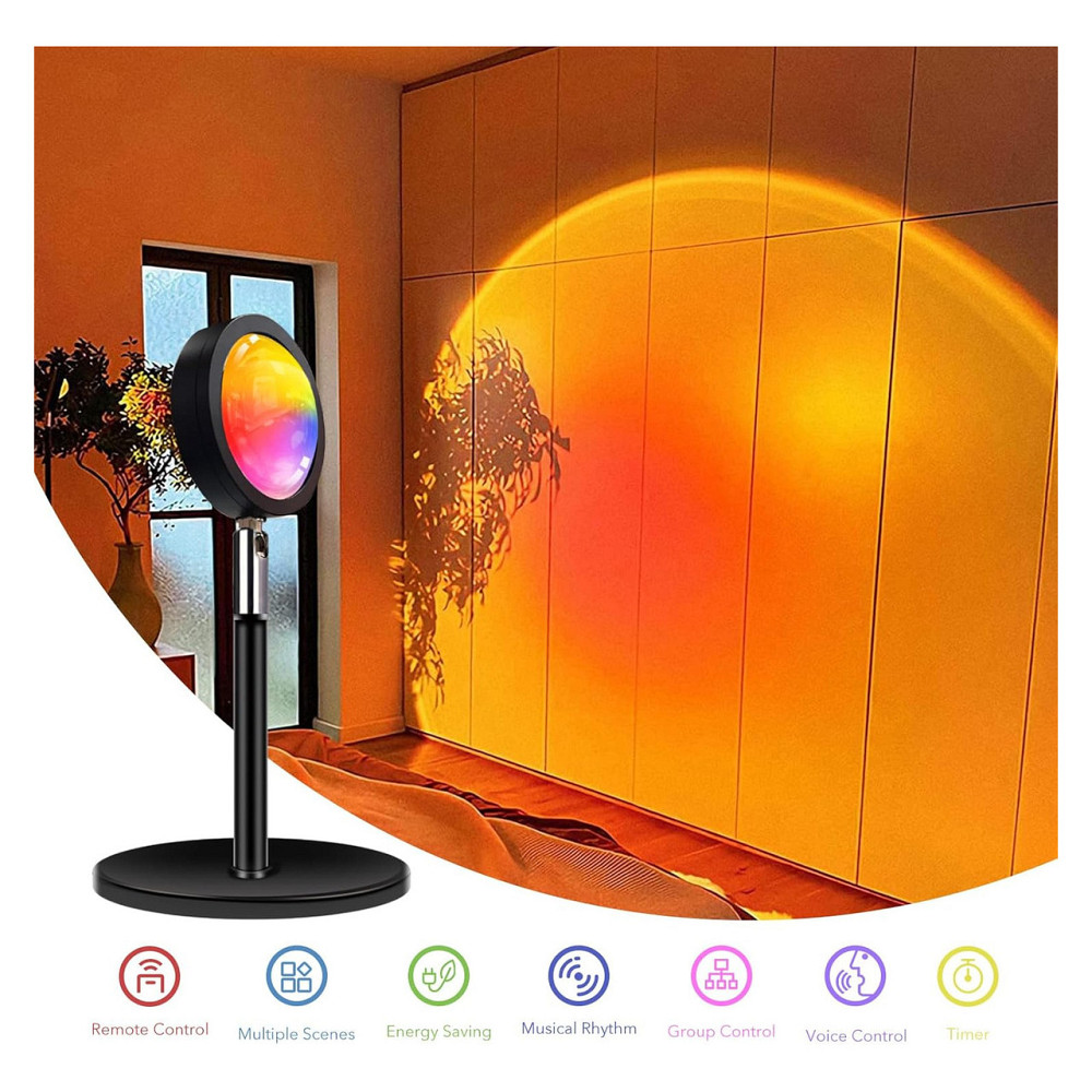 Лампа GY Sunset LED мультикольорная 16 цветов 5 Вт 360° вращающаяся проекторная ночная Киев - изображение 6