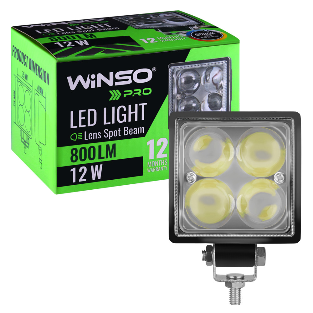 Фара светодиодная Winso Pro Epistar 4D точечный 10-30V, 12W (4x3W), 1шт (780140) Львов - изображение 3
