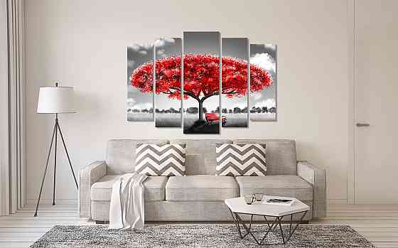 Модульна картина у вітальню/спальню Абстракція червоне дерево    LM012_5 110x160 см Київ