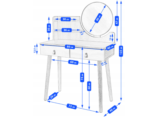 Туалетний столик Jumi Scandi LED підсвітка, з шухлядами, білий Київ