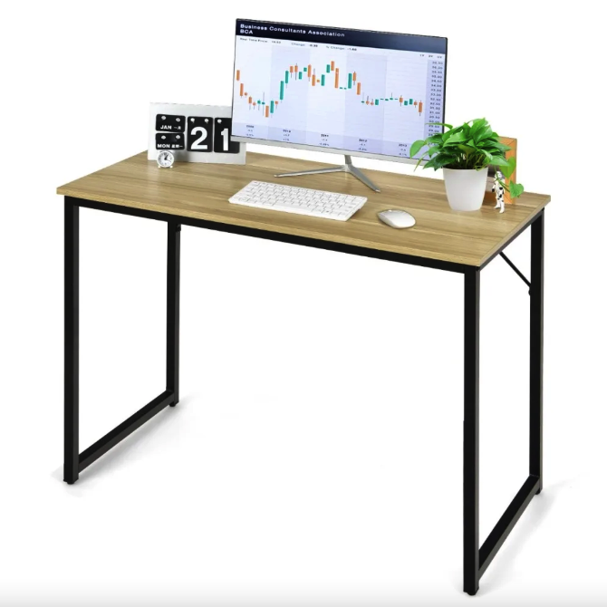 Письмовий стіл Costway Homart із сталевим каркасом натуральний Київ - фото 6