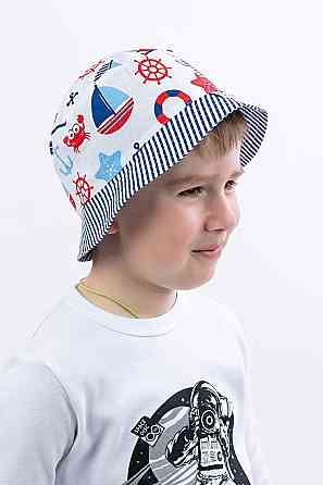 Панамка дитяча для хлопчика, 100% бавовна, матеріал котон, біла, літня шапочка Крохатушка одяг Київ